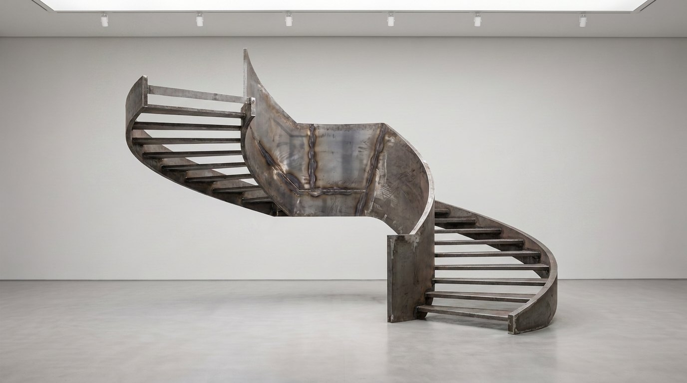 Raw steel staircase